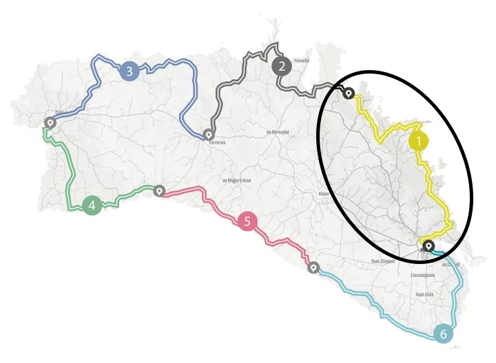 Mapa de l'etapa #1 de Camí de Cavalls 360º en BTT 6 etapes (Foto: Camí de Cavalls 360º).