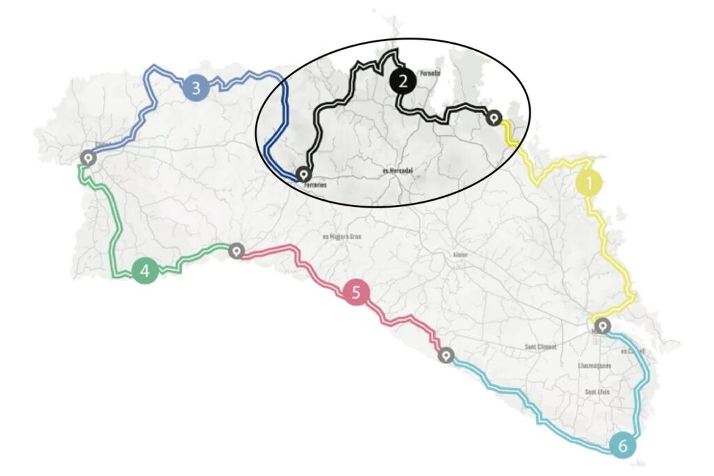 Mapa de l’etapa #2 de Camí de Cavalls 360º en BTT 6 etapes (Foto: Camí de Cavalls 360º).