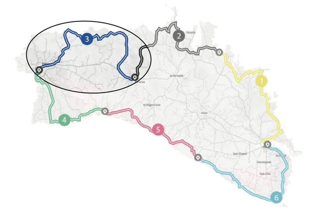 Mapa de l’etapa #3 de Camí de Cavalls 360º en BTT 6 etapes (Foto: Camí de Cavalls 360º).