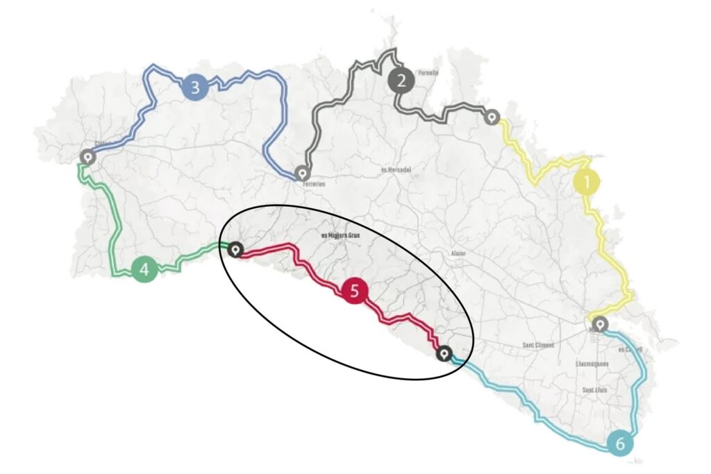 Mapa de l’etapa #5 de Camí de Cavalls 360º en BTT 6 etapes (Foto: Camí de Cavalls 360º).