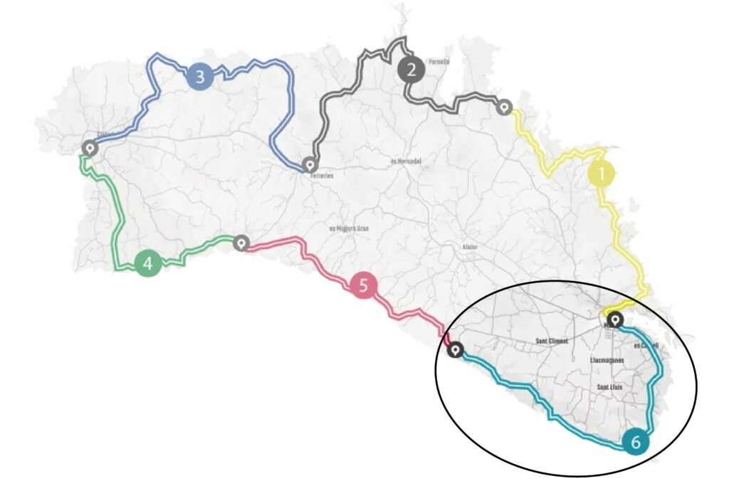 Mapa de l’etapa #6 de Camí de Cavalls 360º en BTT 6 etapes (Foto: Camí de Cavalls 360º).